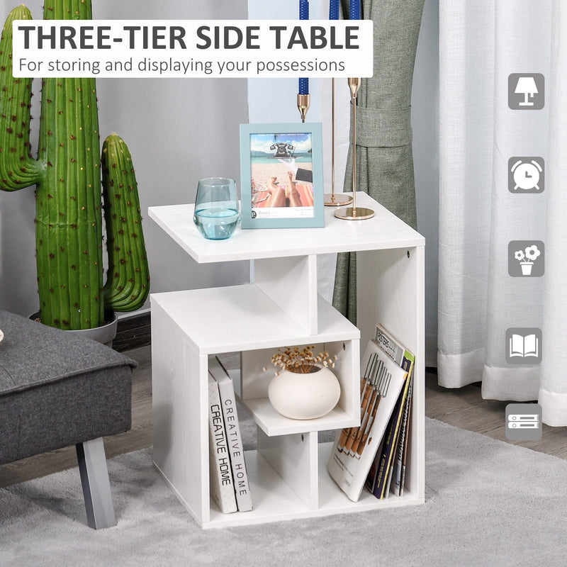 Geometric Side Table with Open Shelves, Living Room