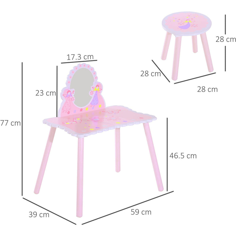 Childrens Dressing Table With Mirror, Fairy Theme