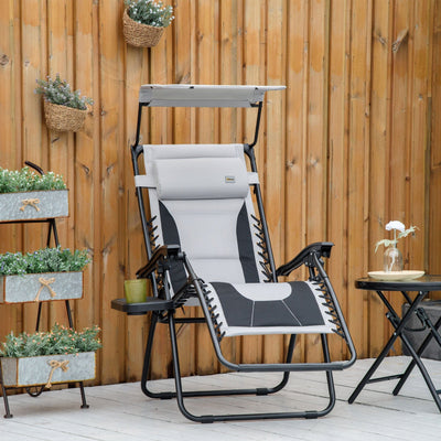 Zero Gravity Chair With Canopy and Cup Holder Outsunny