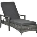 Contemporary Rattan Sun Lounger With Cushion Outsunny