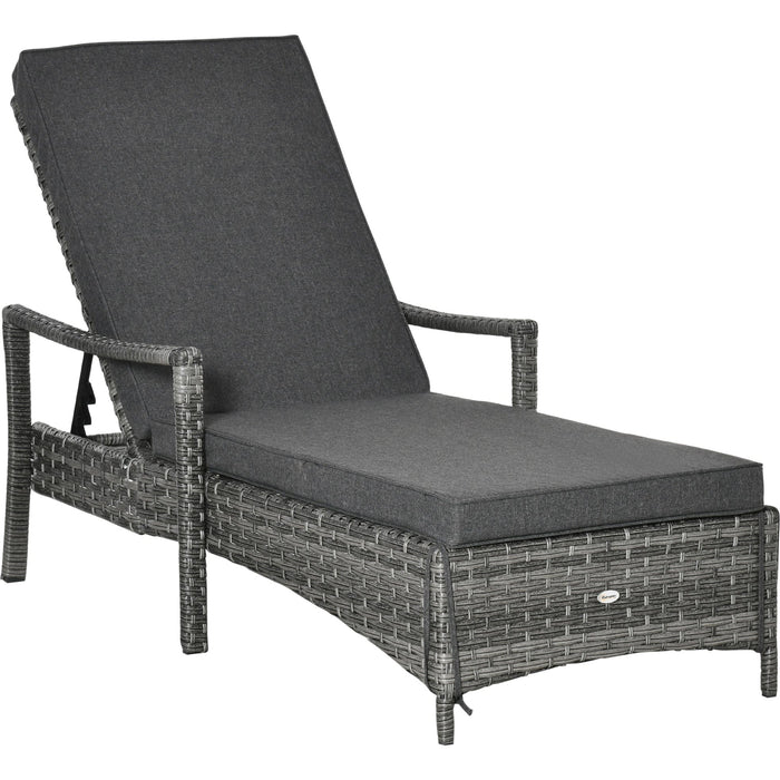 Contemporary Rattan Sun Lounger With Cushion