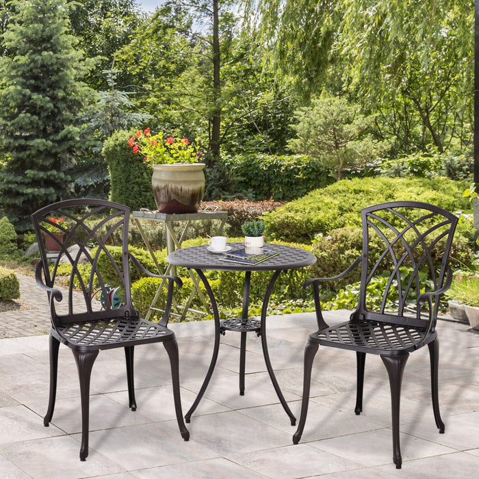 Cast Aluminium 3pc Garden Bistro Set, Brown