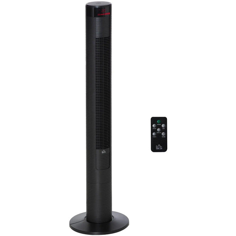 46" Oscillating Tower Fan, 3 Speed, Remote, 12h Timer, Black Homcom