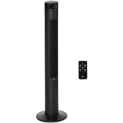 46" Oscillating Tower Fan, 3 Speed, Remote, 12h Timer, Black Homcom