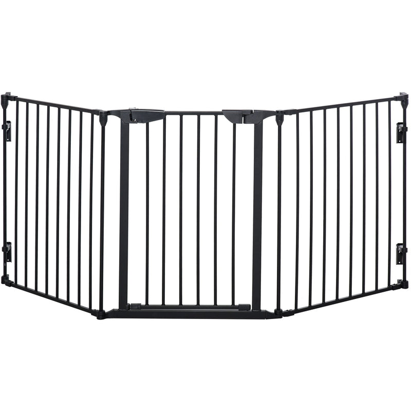 Pet Gate With Door, Pet Playpen, L180 x H74.5 cm, Black