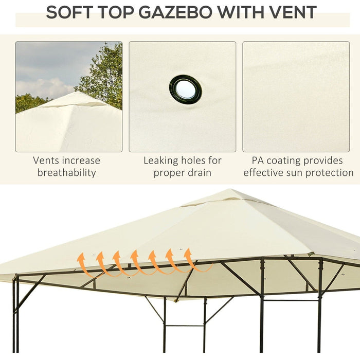 3x3 Metal Gazebo, Steel Frame, Cream Canopy, Water Resistant