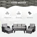 Image of an Outsunny 7 Seater Rattan Garden Furniture Set With Coffee Table Footstools and Reclining Armchairs Grey Rattan and Light Grey Cushions