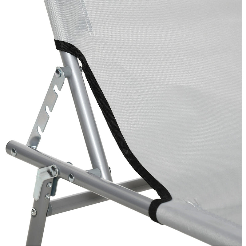 Outsunny Reclining Chair Folding Lounger Seat with Sun Shade Awning Beach Garden Outdoor Patio Recliner Adjustable, Light Grey Outsunny