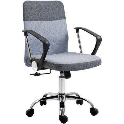 Grey Linen Swivel Office Chair with Wheels Vinsetto