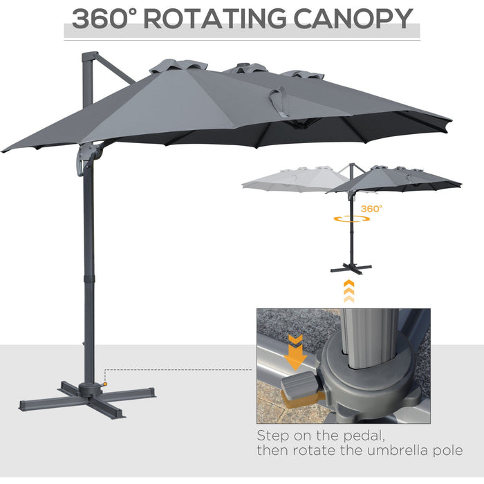 4.5m Roma Double Sided Cantilever Parasol With Cross Base