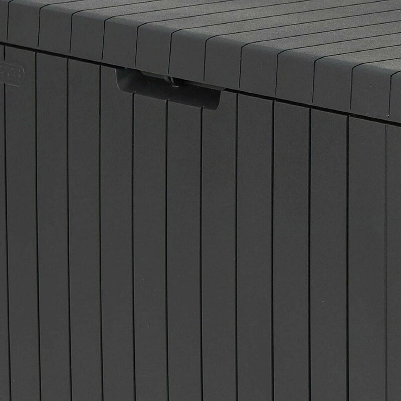 Keter City Outdoor Storage Box Plastic Waterproof Lockable Garden 113L Grey EBay