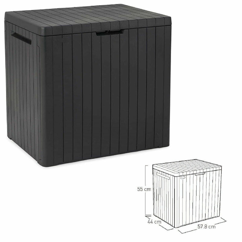 Keter City Outdoor Storage Box Plastic Waterproof Lockable Garden 113L Grey EBay