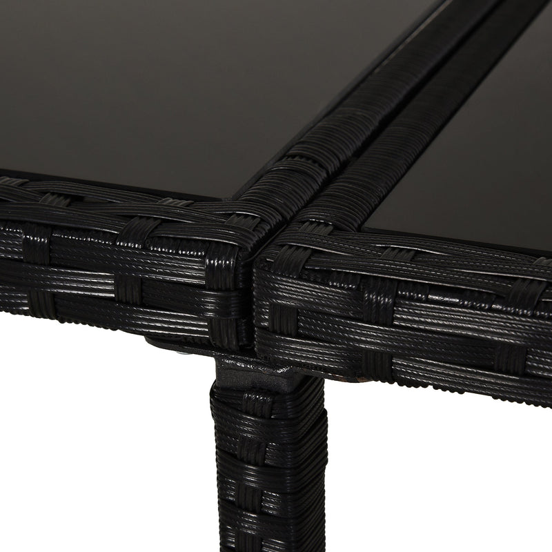 10 Seater Outdoor Dining Set with Stools & Table, Black Rattan