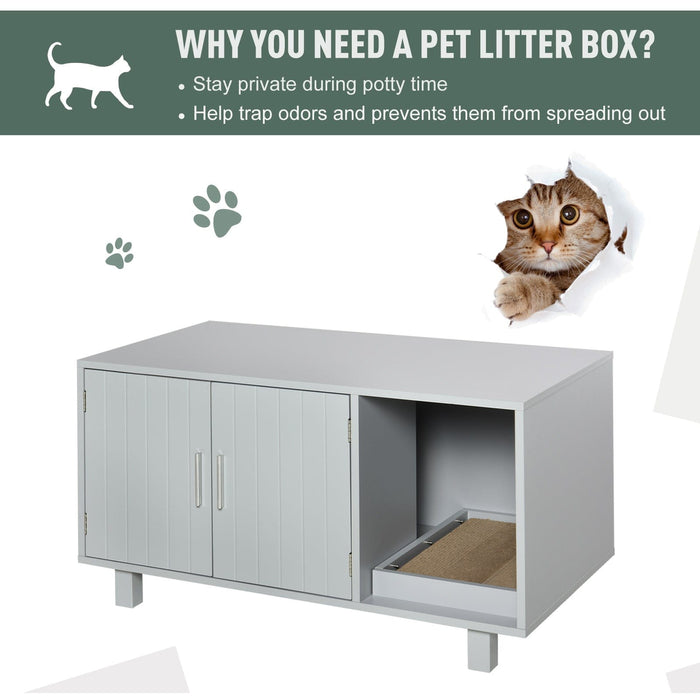 Nightstand Cat Litter Box Enclosure  - Grey