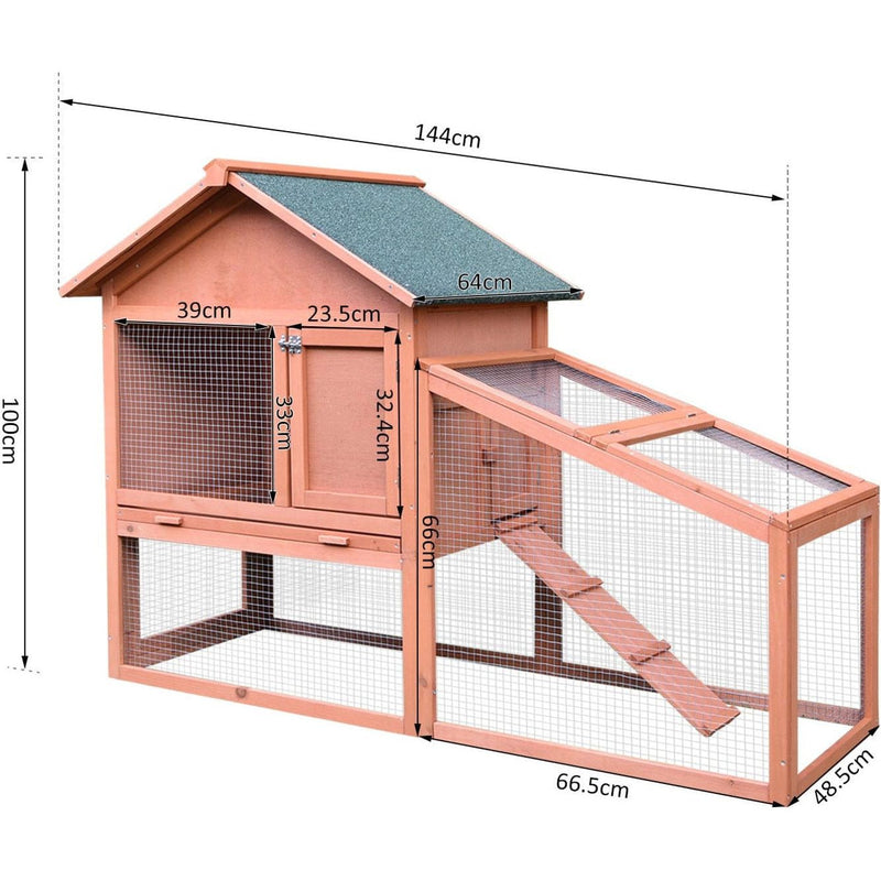 Large Outdoor 2-Tier Rabbit Hutch with Run