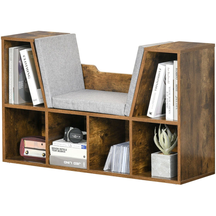 Bookcase With Seat, Storage Unit, 102W x 30D x 61H cm