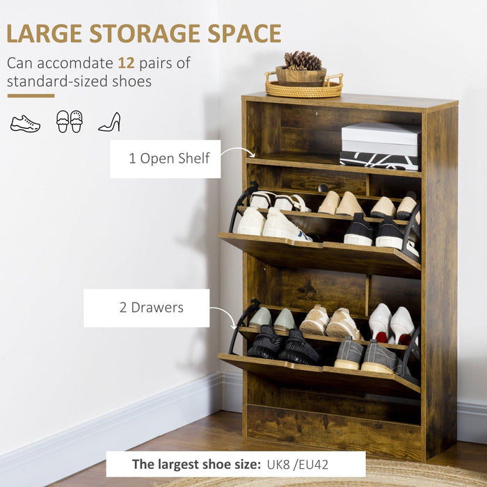 Narrow Shoe Cabinet For Hallway, Rustic Brown