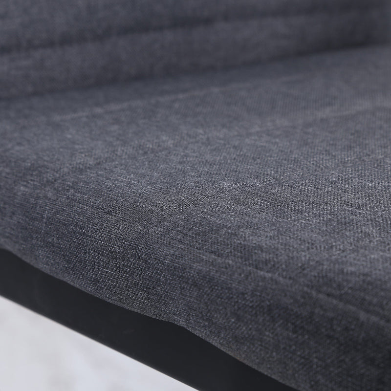 Set of 4 Grey Linen Dining Chairs with Metal Legs