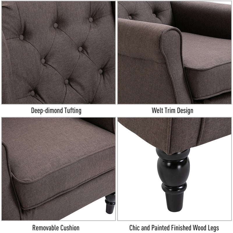 Brown Retro Wingback Accent Chair