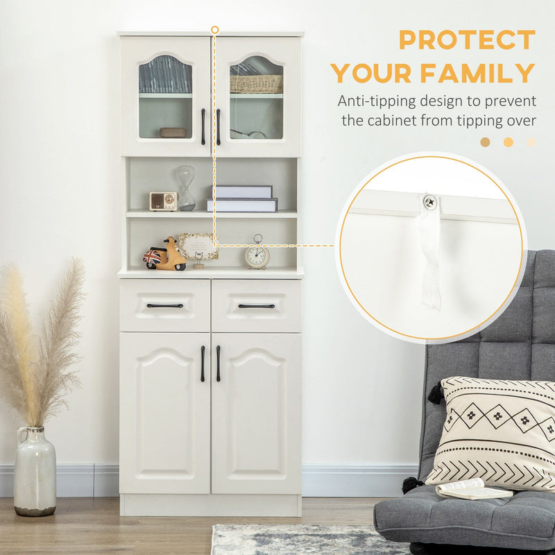 Kitchen Cupboard, 2 Shelves, 2 Drawers, White