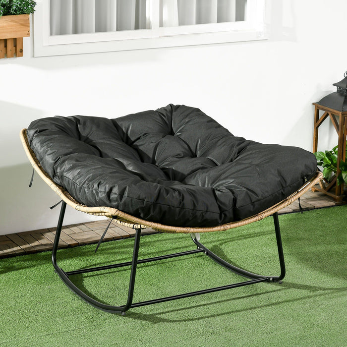 Rattan Rocking Chair with Thick Cushion