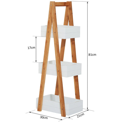 Freestanding Shower Caddy, 3-Tier, A-Frame, Bamboo Kleankin