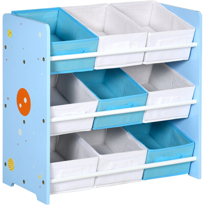 ZONEKIZ Blue Kids Toy & Book Storage with 9 Baskets