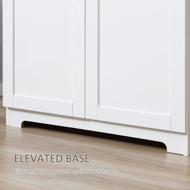 HOMCOM 172cm Wooden Storage Cabinet Cupboard With 2 Doors 4 Shelves White Pantry Closet Homcom