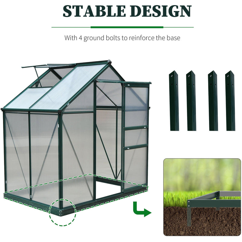 Polycarbonate Greenhouse, Walk In, Galvanised Frame, Clear