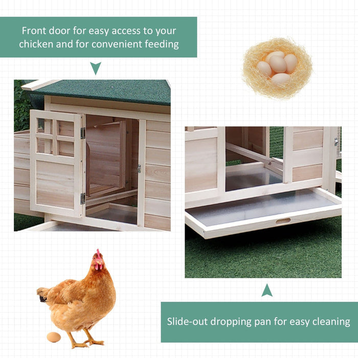 Chicken House With Run, Nesting Box, 196x76x97cm