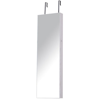 Mirrored Jewelry Cabinet, Door/Wall Mount, LED Lights, Lockable Homcom
