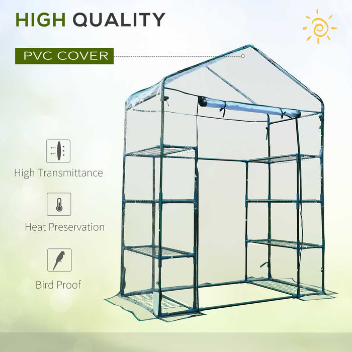 Walk in Portable Greenhouse, 8 Shelves, 4 Tiers, 143x73x195