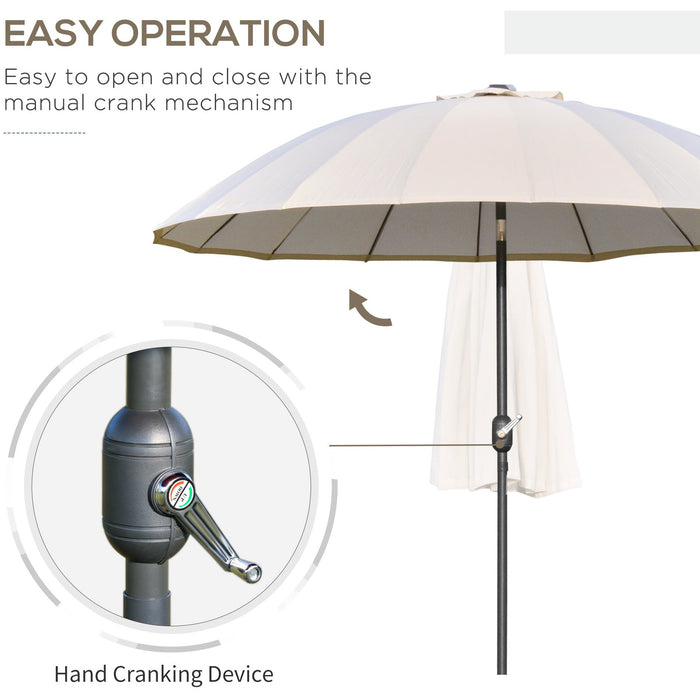 Round Patio Parasol, 2.5m, Tilt Crank, 18 Ribs