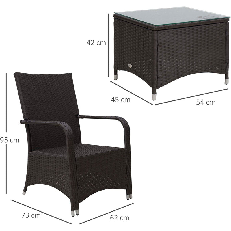 2 Seater Rattan Bistro Set with Cover