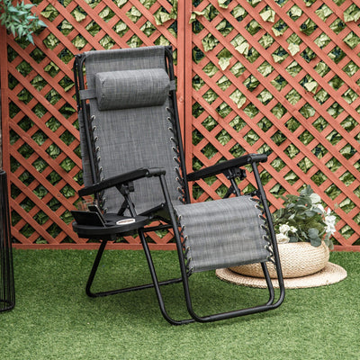 Zero Gravity Chair with Canopy - Grey Outsunny