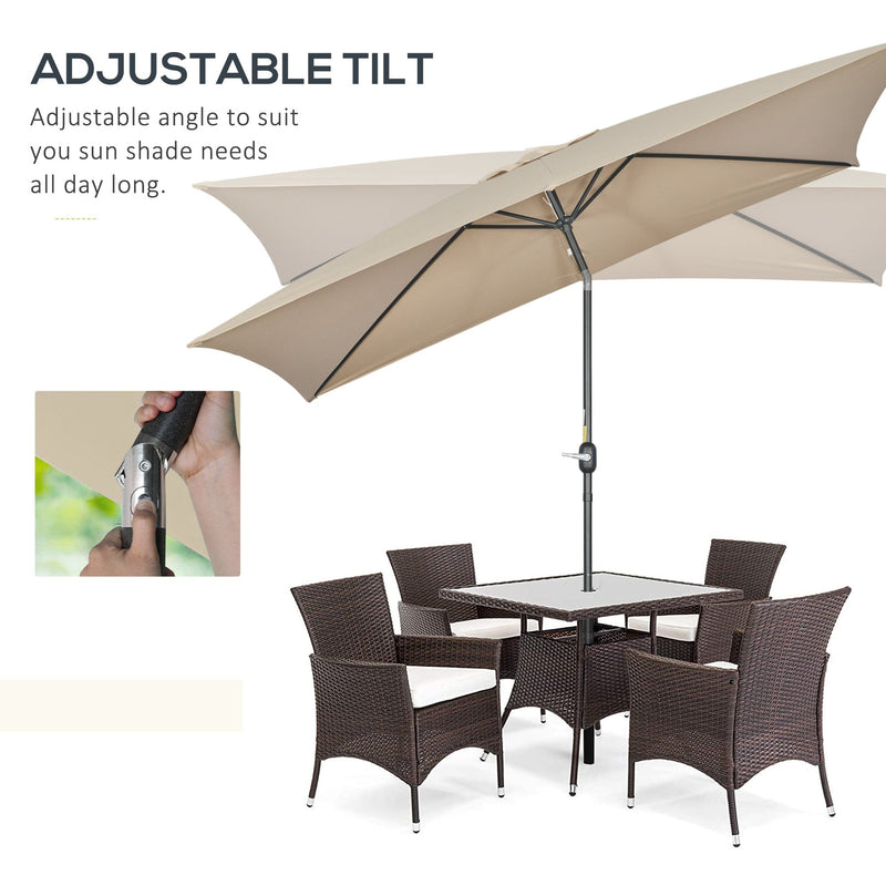 3x2m Stylish Garden Parasol Rectangular - Khaki Outsunny