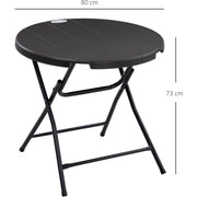 Outsunny Foldable Round Garden Table for 4, Outdoor Dining Table with HDPE Tabletop and Steel Frame, 80 x 80 x 73 cm, Dark Grey Outsunny