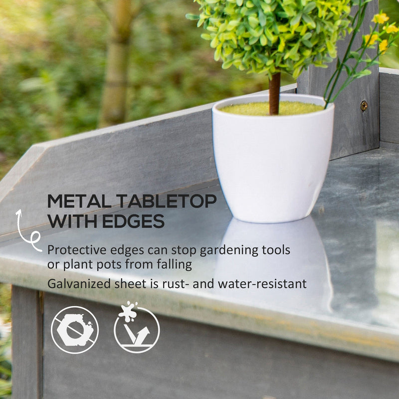 Outdoor Garden Potting Bench With Storage Outsunny