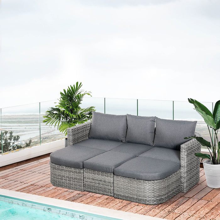 Garden Furniture Day Bed, Double Chaise Lounge & Side Table