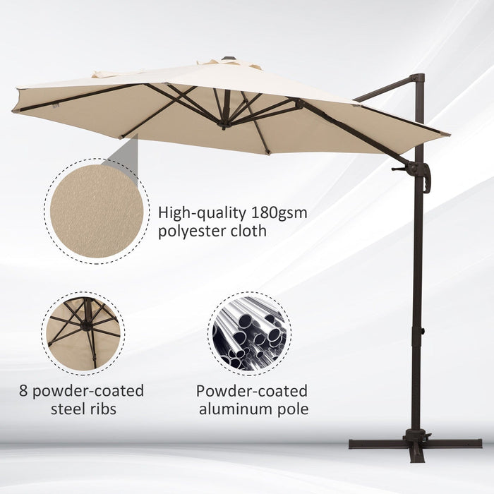 Roma 3m Cantilever Parasol with 360° Rotation