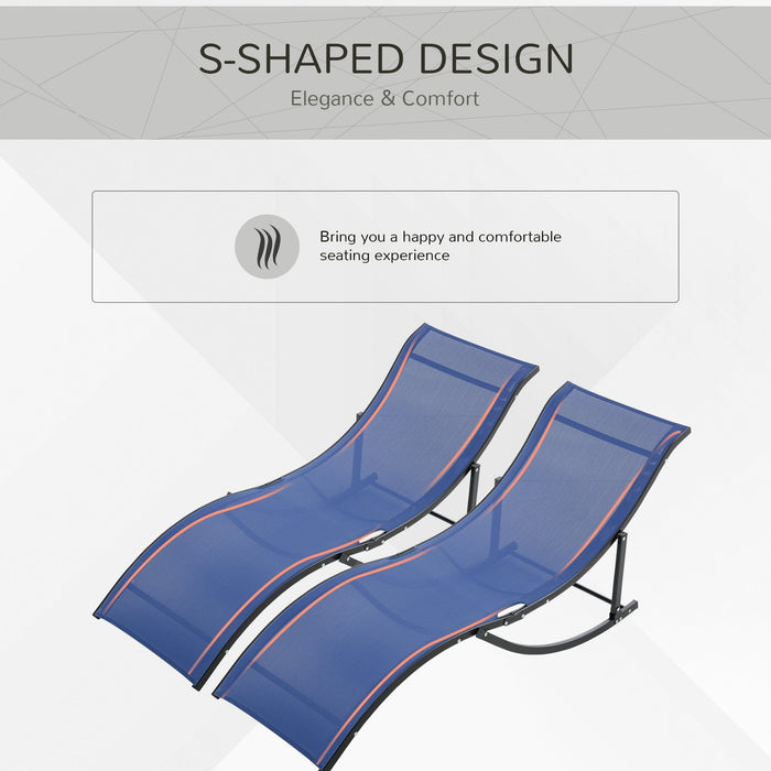 S Shaped Sun Lounger Set, Foldable, Set of 2