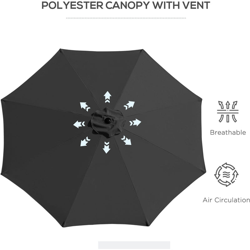 3m Garden Parasol - Black Outsunny