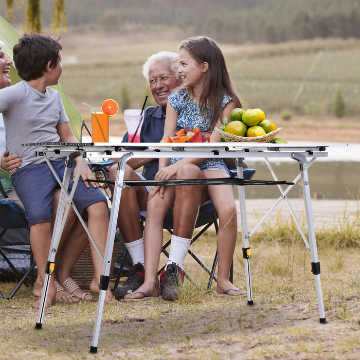 4FT Folding Picnic Table With Height Adjustable Legs