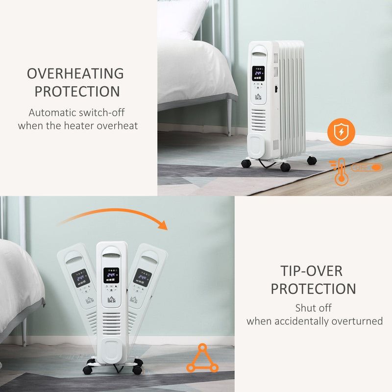 Oil Filled Radiator, LED Display, 3 Settings, Remote, 1630W