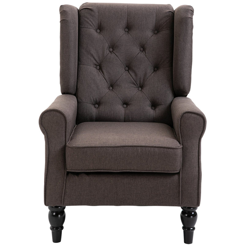 Brown Retro Wingback Accent Chair