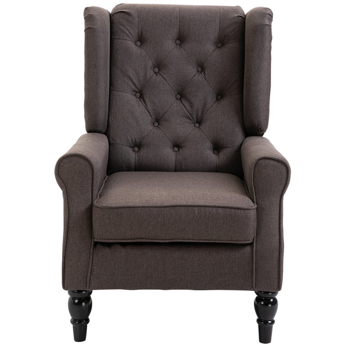 Brown Retro Wingback Accent Chair