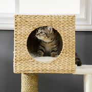PawHut Cattail Weave Cat Tower, Natural PawHut