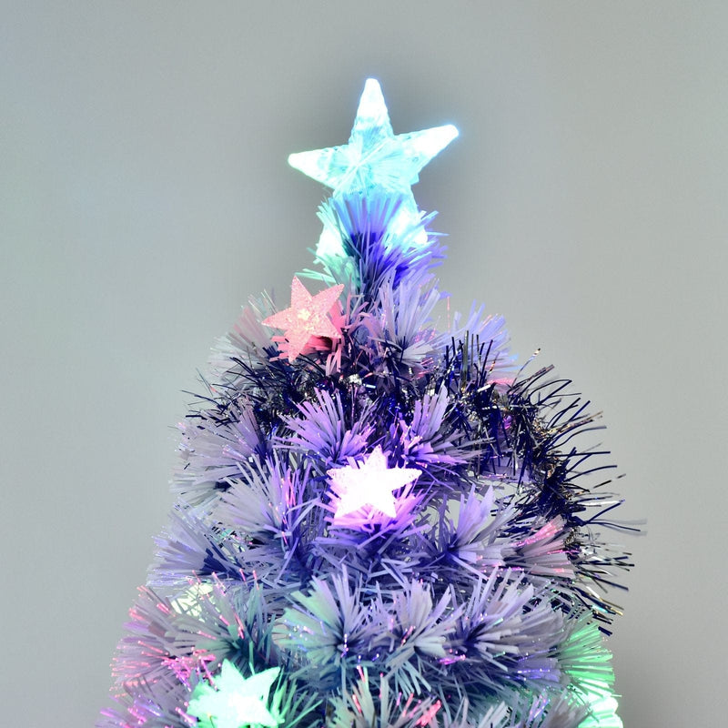 Artificial Fibre Optic Christmas Tree Seasonal Decoration w/ 20 LED Lights Pre-Lit Easy Store White Blue 5FT