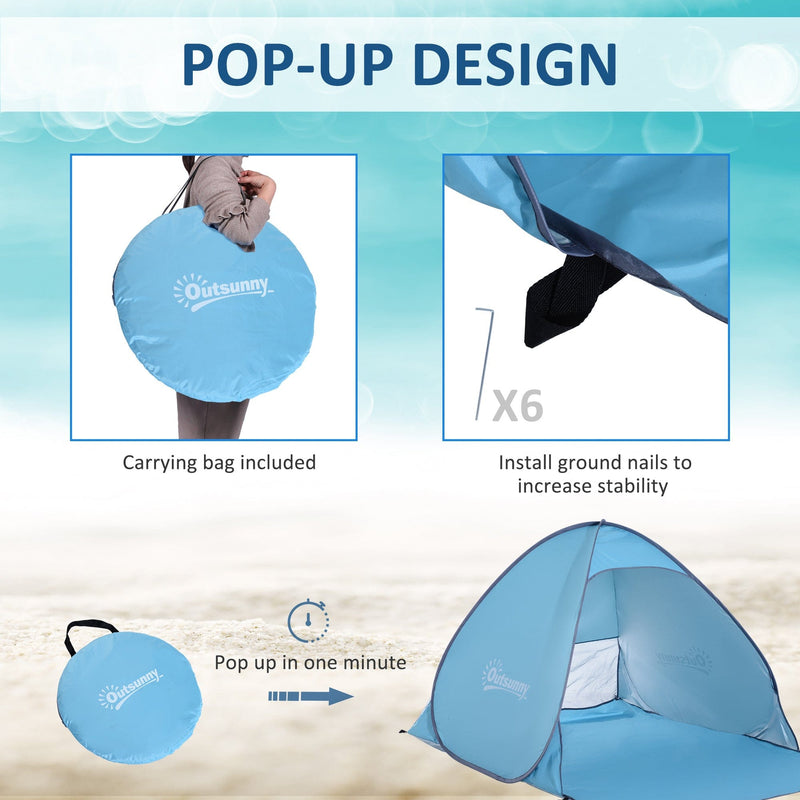 Instant Pop Up Beach Tent for 2-3 Persons, UV 30+ Blue