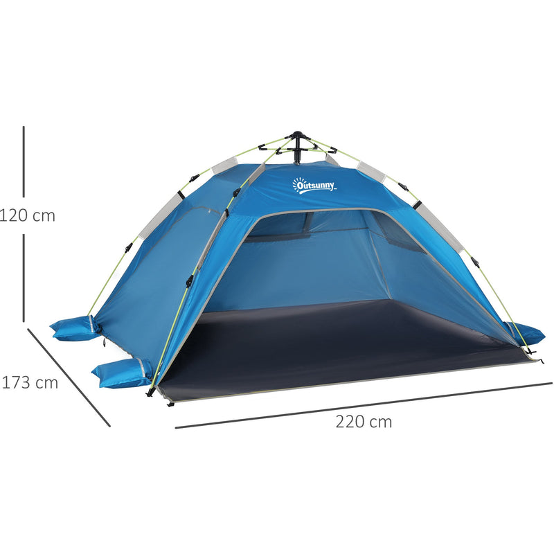 Pop Up Beach Tent for Quick Sun Shelter with Built In Floor and Carry Bag Sky Blue Outsunny